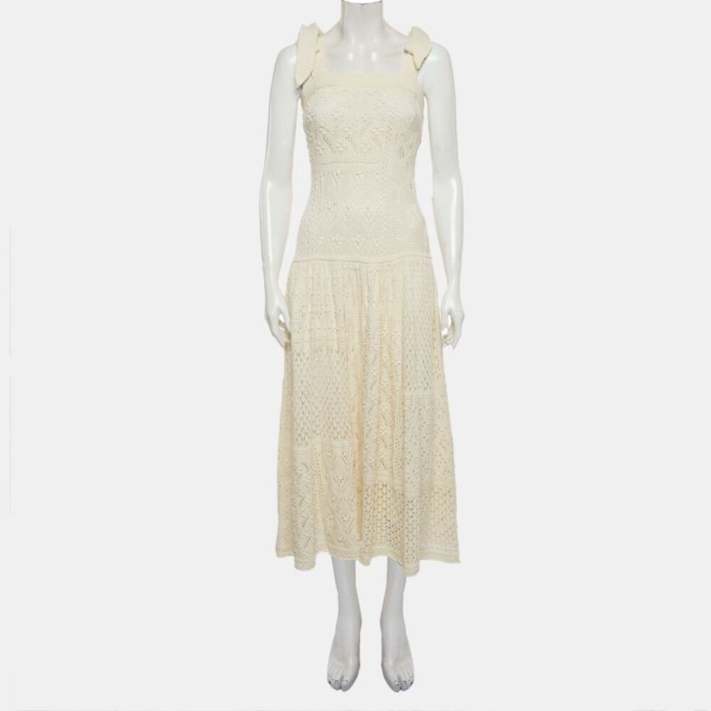 Zimmermann Cream Anneke Patchwork Knit Midi Dress S - Picture 2 of 7